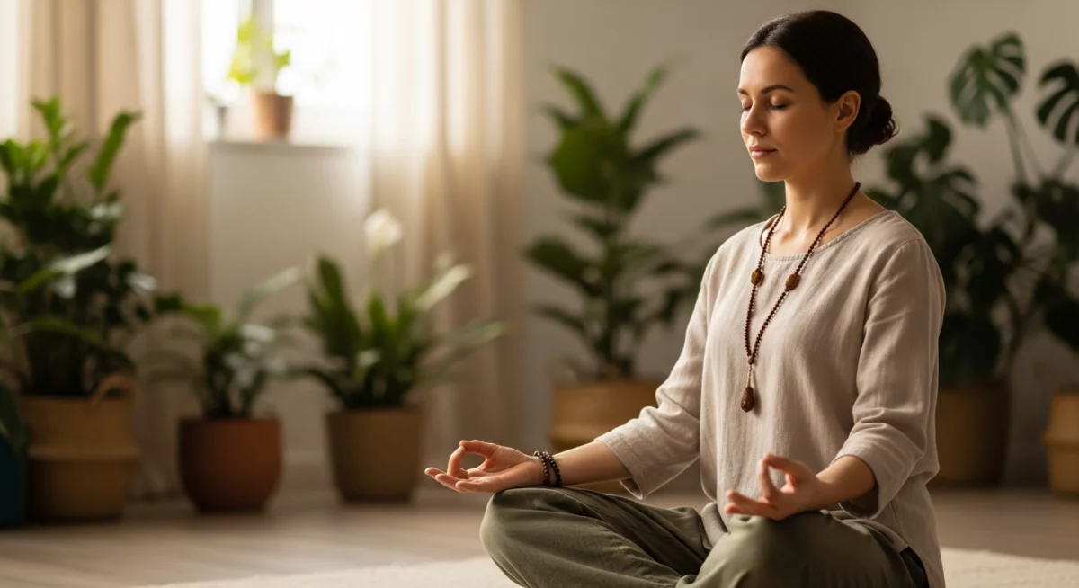 Personne pratiquant des techniques de relaxation dans un environnement calme