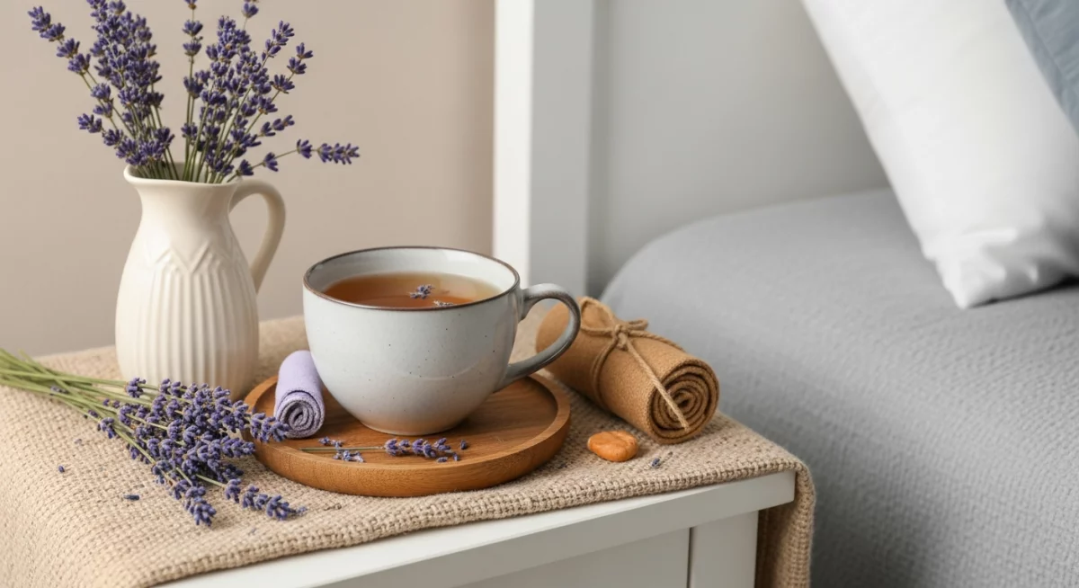 Femme pratiquant une séance de yoga doux dans sa chambre le soir