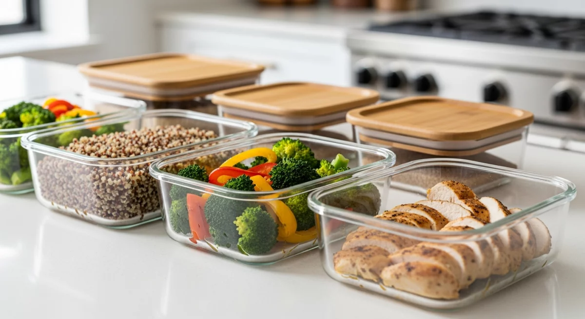 Assiette colorée de repas équilibré rapide avec légumes frais et protéines