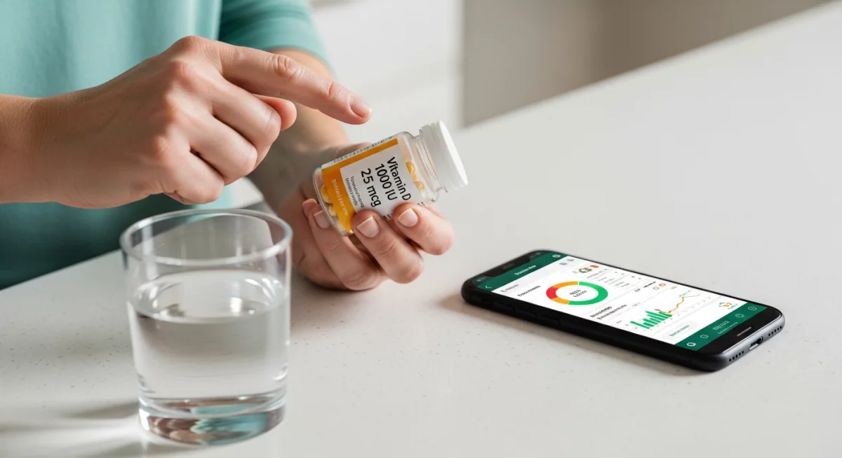 Aliments riches en vitamine D disposés sur une table lumineuse avec poissons gras, œufs et champignons