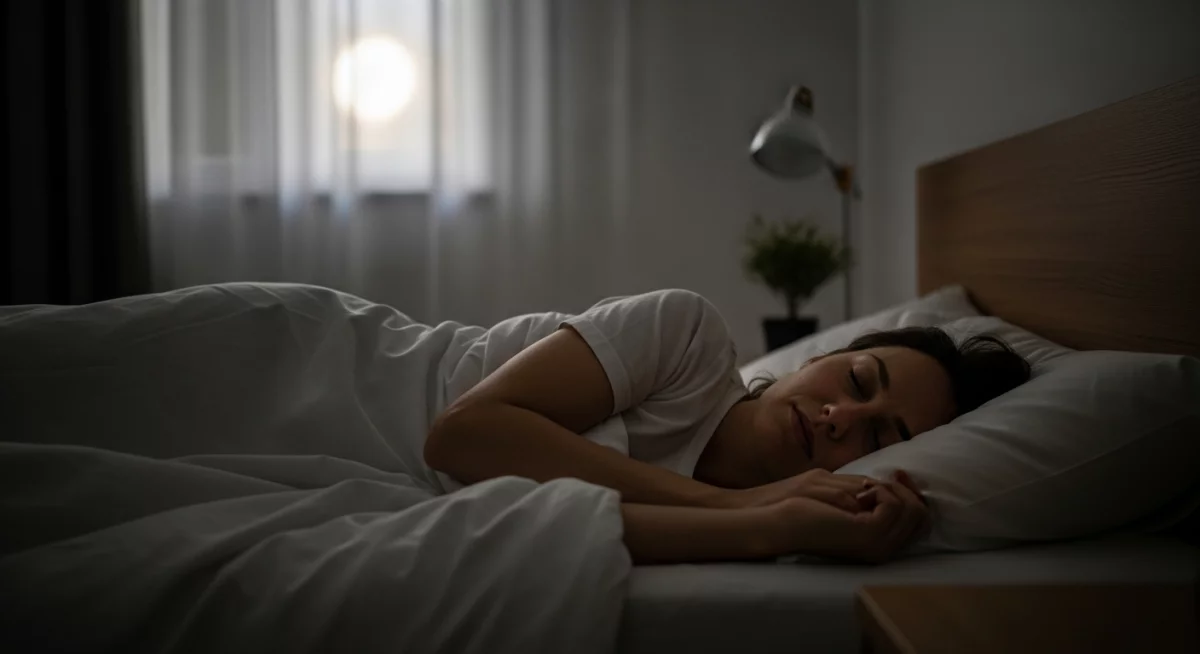 Personne versant une infusion de plantes dans une tasse en céramique sur une table de nuit avec un livre, ambiance apaisante de soirée
