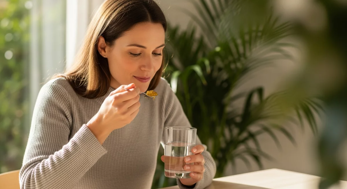 Cuillère de miel et gelée royale fraîche pour cure de bien-être